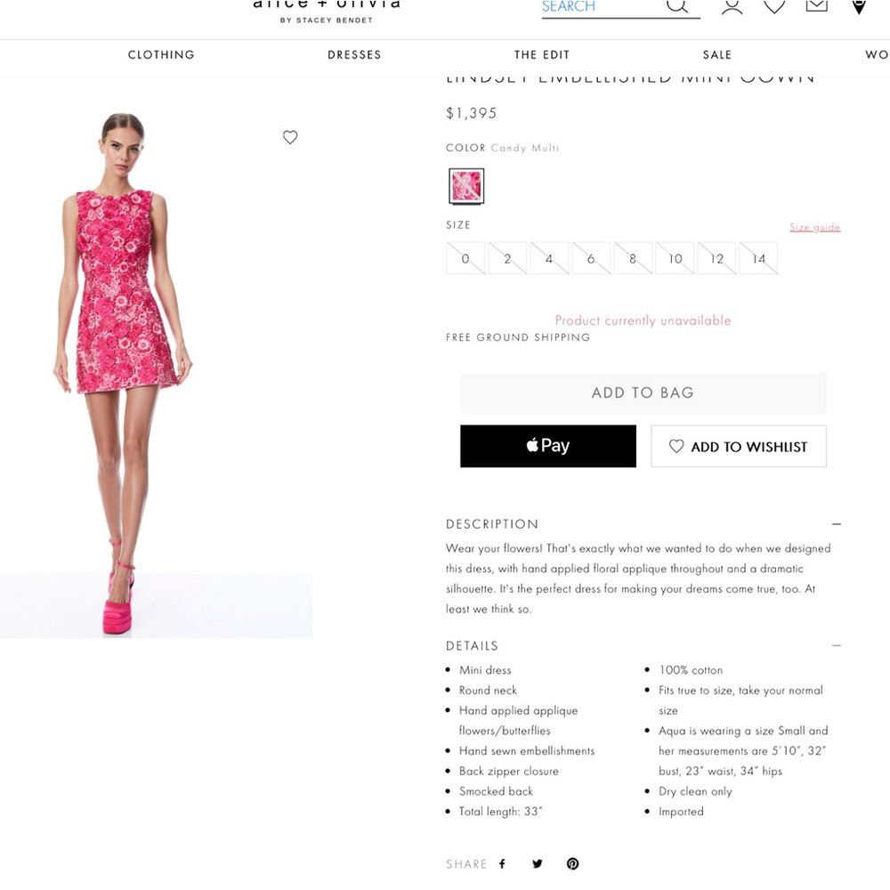 Alice + Olivia Lindsey Floral Embellished Pink Mini Gown Dress - Picture 3 of 16